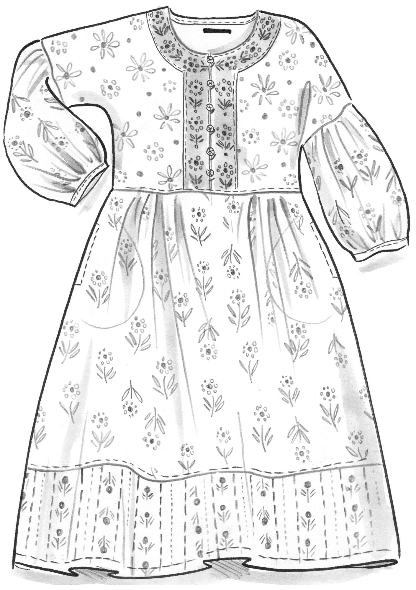 Geweven jurk  Rooibos  van biologisch katoen
