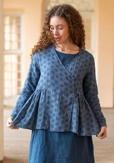 Omlottblus "Piccolo" i lin - dimblå