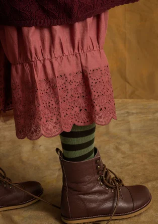 Pantalon brodé "Minal" en coton biologique - rouge sourd