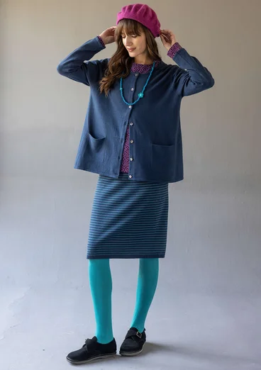 “Sylvi” striped and solid-colour organic cotton/wool cardigan - Pacific blue