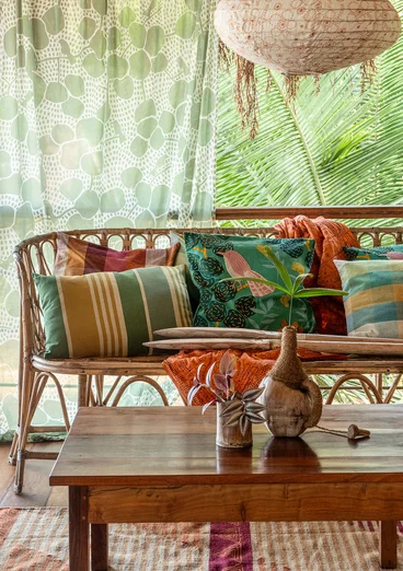 Kissenhülle „Galapagos“ aus Bio-Baumwolle - meerglasgrün