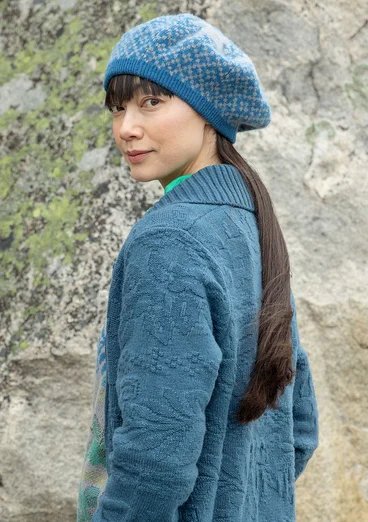 “Nova Scotia” knit beret in wool - indigofera