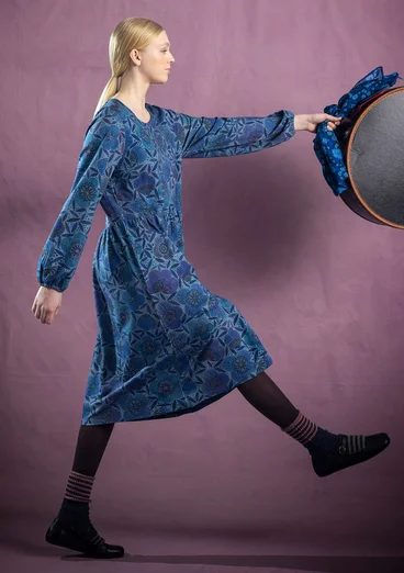 Gemustertes Kleid „Ada“ aus Bio-Baumwolle/Modal - indigo