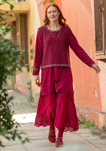 Pull sans manches "Helena" en maille de laine d'agneau mélangée - chou rouge/chiné