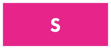 A pink card with “S” written in white.