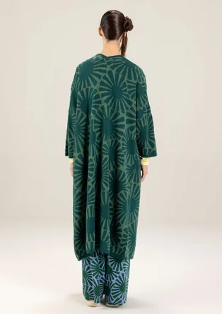 Lang cardigan "Midori" i økologisk bomuld - regnskovsgrøn