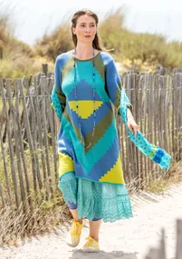 Strickkleid „Cape“ aus Bio-Baumwolle - leinenblau