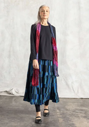 Jupe "Rut" en tissu de lin/viscose - encre/motif