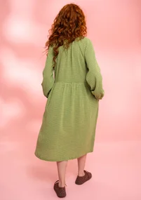 “Noira” checked organic cotton dress - grass green