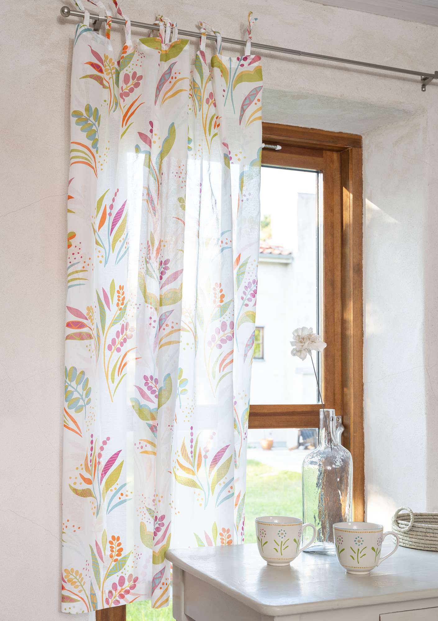 “Meadow” mid-length curtain made of organic cotton multicoloured
