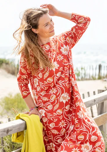 “Protea” jersey dress in lyocell/spandex - brick