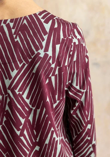 Gemustertes Shirt „Timmer“ aus Bio-Baumwolle/Modal - aubergine
