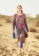 Gilet long "Chloe" en coton recyclé - vieux rose