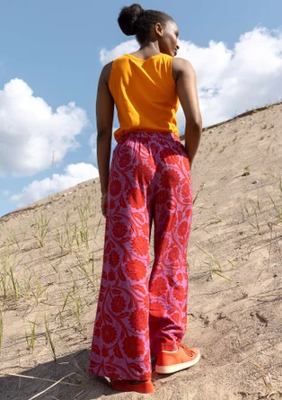 “Moonlight” woven viscose/linen trousers - bright red