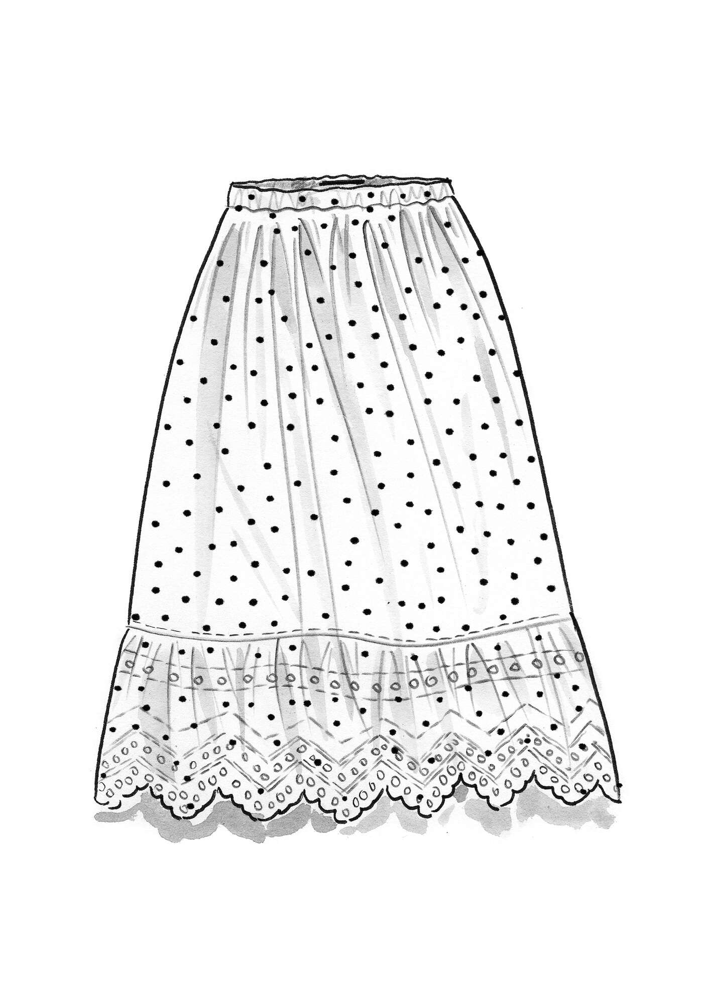 “Pytte” woven organic cotton underskirt ecru/patterned