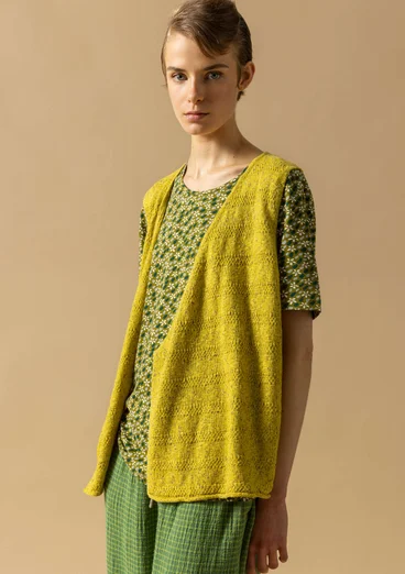 Linen/recycled cotton knit fabric waistcoat - lime green