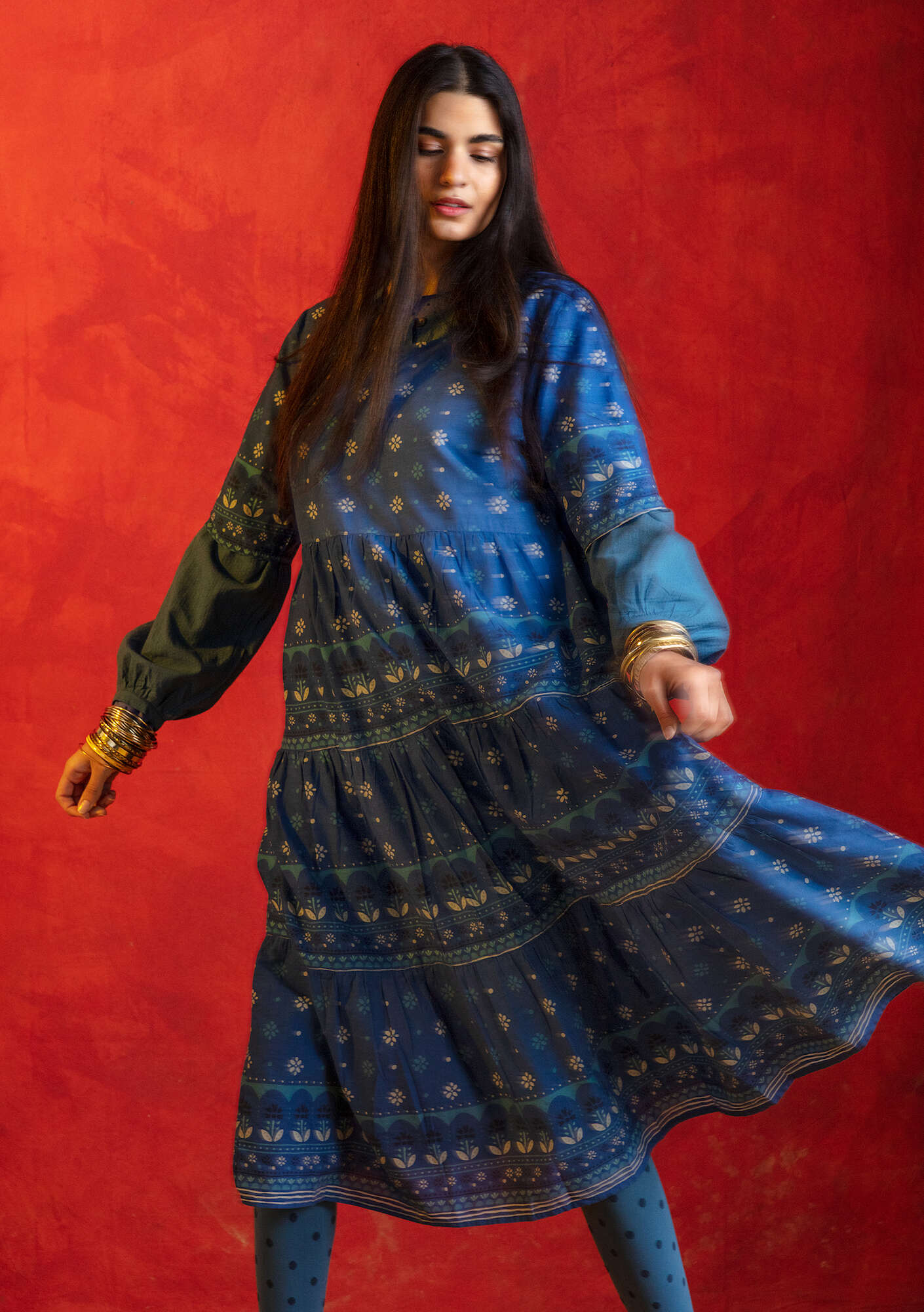 Robe  Lalita  en coton biologique bleu indigo