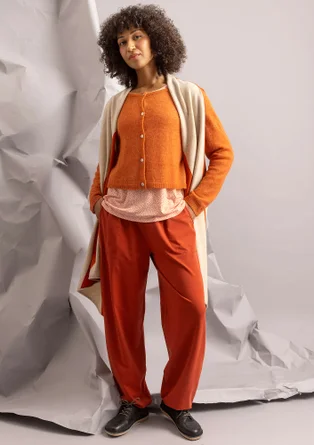 Gilet sans manches "Ray" en maille de laine d'agneau mélangée - orange brûlée/sable clair