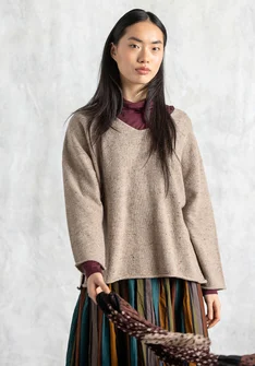 Lambswool blend nep sweater - mole/melange