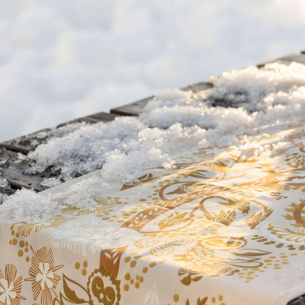 “Alaska Forest” organic cotton table runner - eggshell