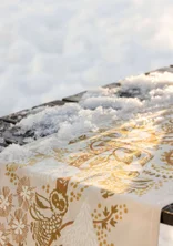 “Alaska Forest” organic cotton table runner - eggshell