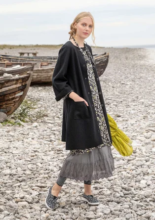Coatigan in felted organic wool - black