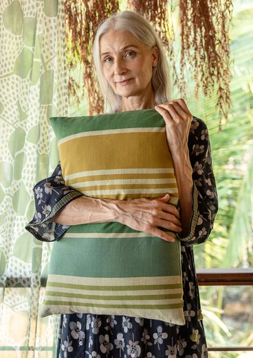 “Ecuador” organic cotton cushion, with filler cushion - salvia