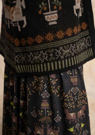 Gilet "Fåle" en maille de laine d'agneau mélangée/coton biologique - noir