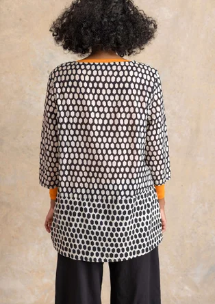 Tunika „Vendela“ aus Bio-Baumwollgewebe - schwarz-gemustert