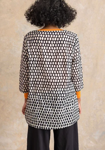 Tunika „Vendela“ aus Bio-Baumwollgewebe - schwarz-gemustert