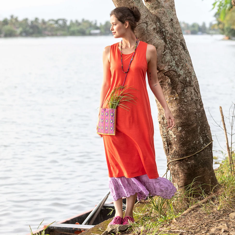 Tricot jurk "Shikara” van biologisch katoen/modal - felrood