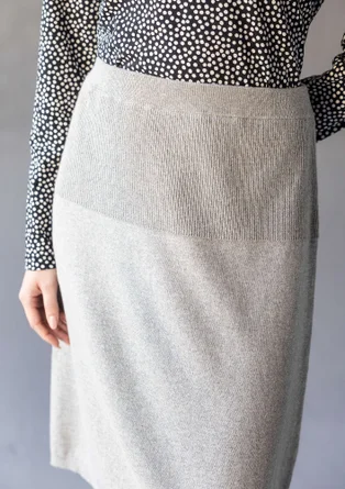“Sylvi” fine-knit skirt in organic cotton/wool - grey/melange