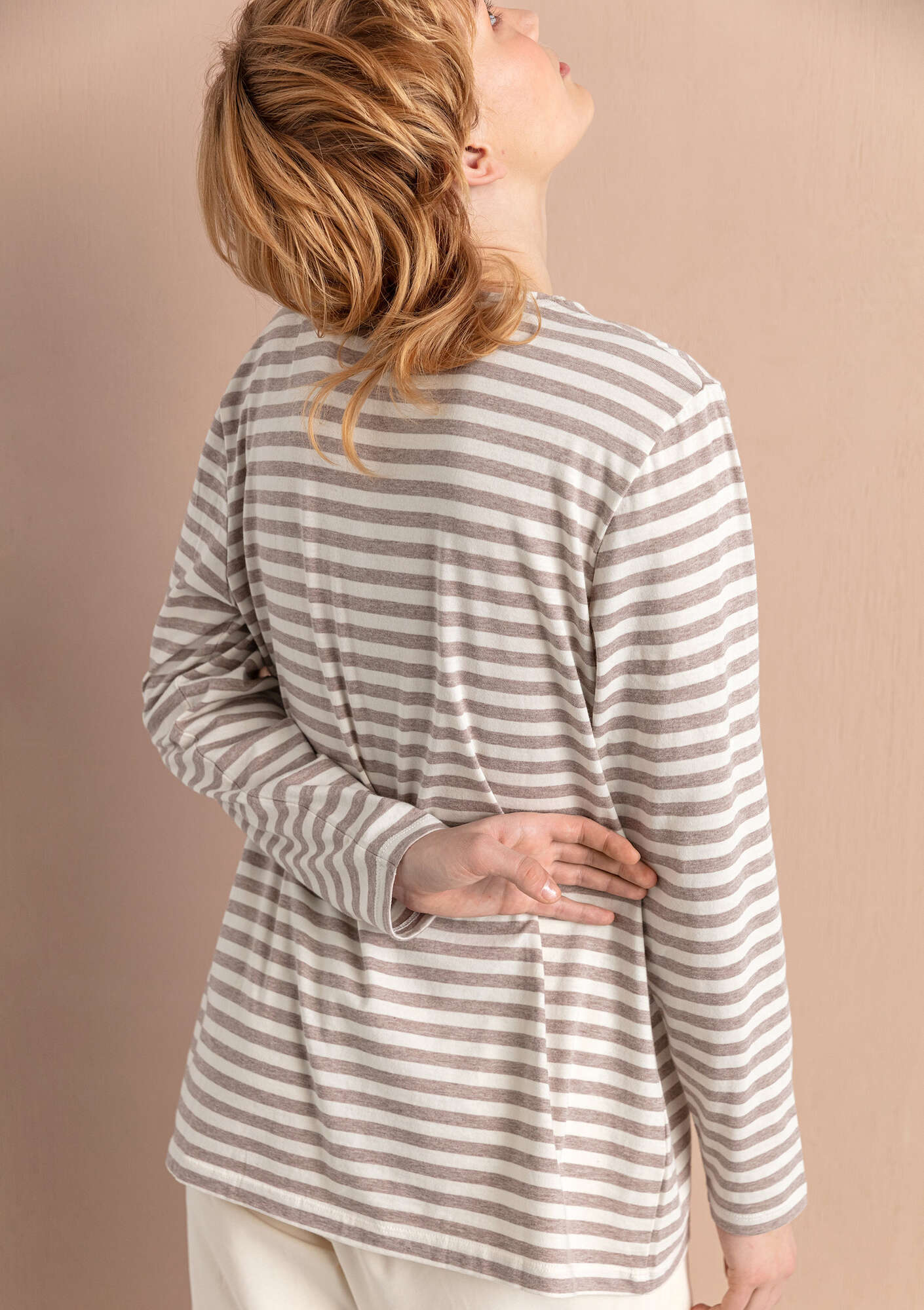 Essential striped sweater in organic cotton unbleached/light potato thumbnail