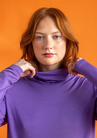 Jerseybluse med rullekrave i lyocell/elastan - stedmorblomst