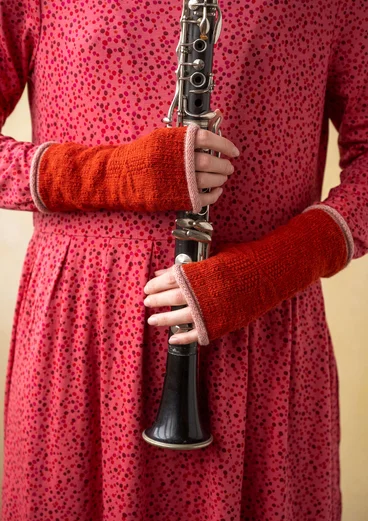 “Vega” fingerless gloves in recycled wool/lambswool - copper