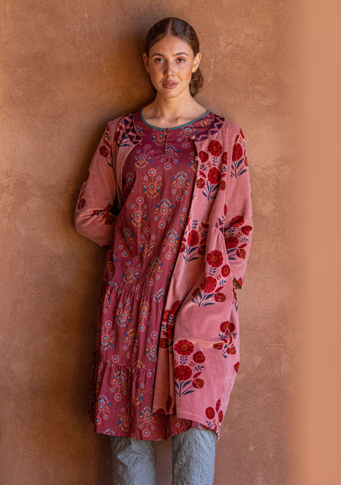 Damask dress red curry