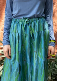 “Paris” woven organic cotton/silk skirt - indigofera/patterned