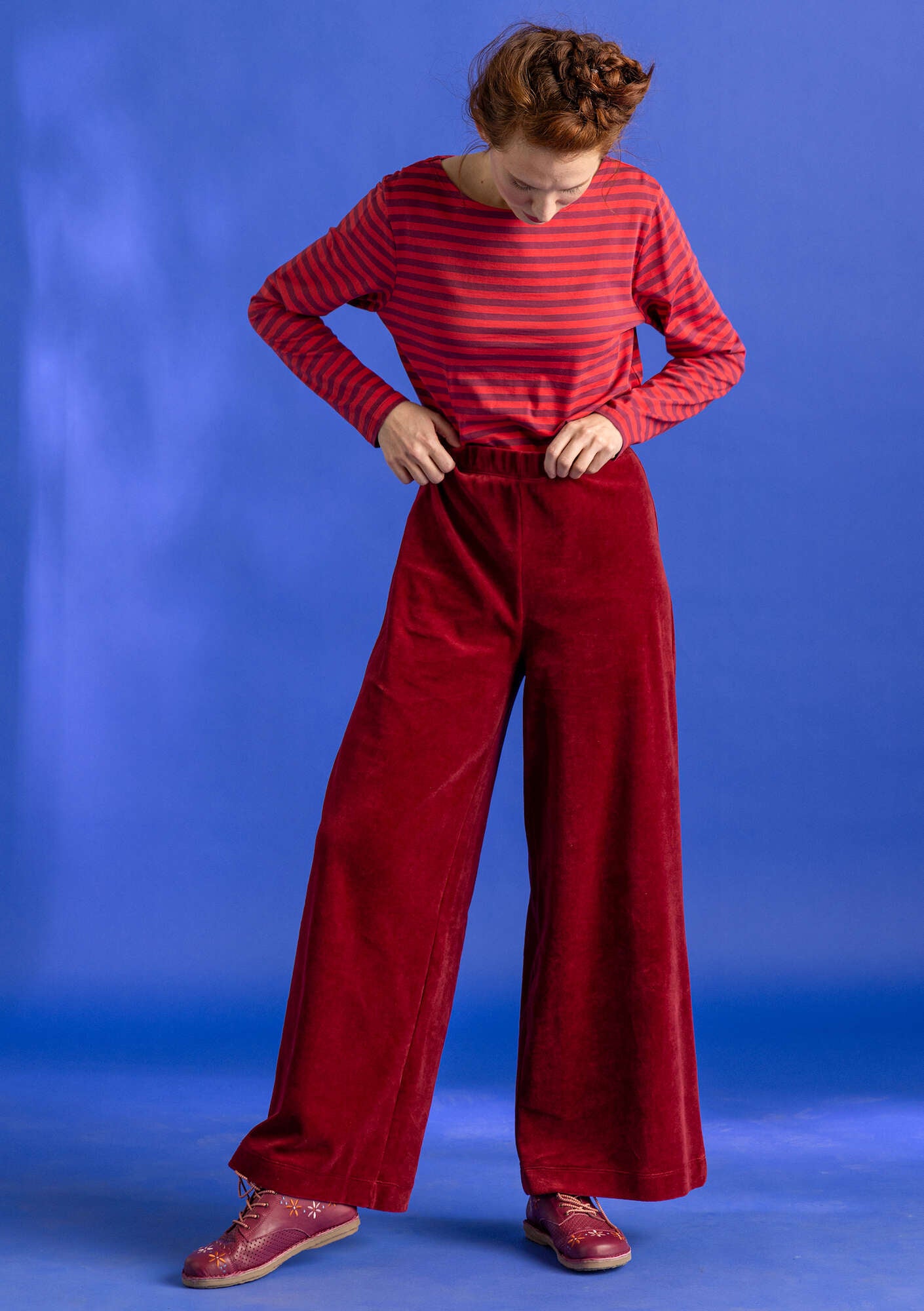 red velour joggers