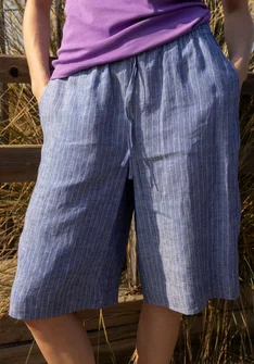 “Bifrost” woven linen shorts - light brilliant blue
