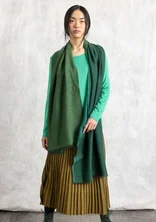 Satin-weave wool scarf - forest green