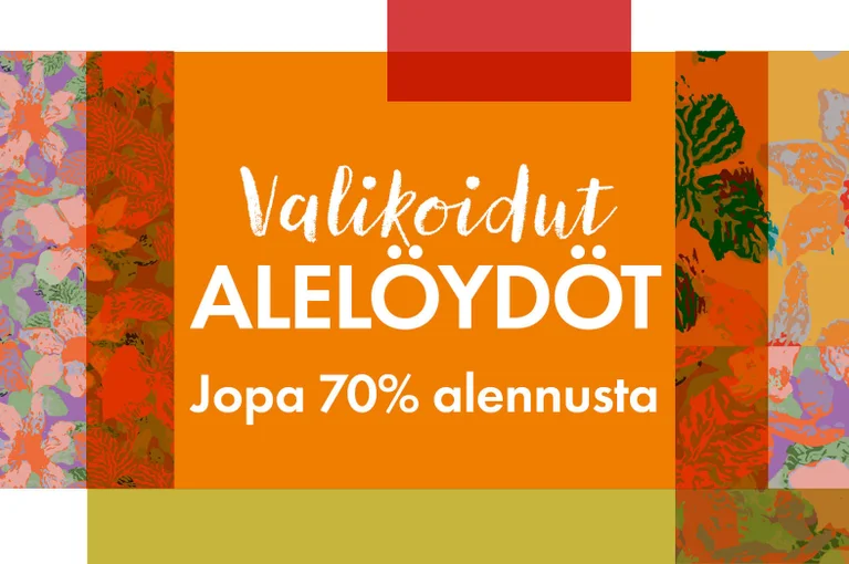 Graafinen kuvio, jossa erikuvioisia ja erivärisiä, osin päällekkäisiä laatikoita. 
