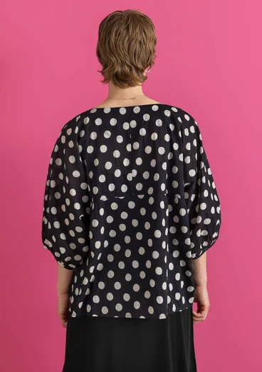 “Tindra” woven organic cotton blouse - black/patterned
