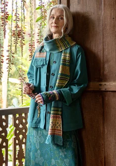 “Louise” knitted wool blend scarf - teal