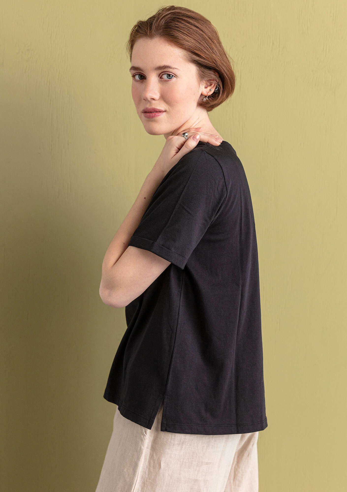 “Juliet” jersey top in organic cotton/modal black thumbnail