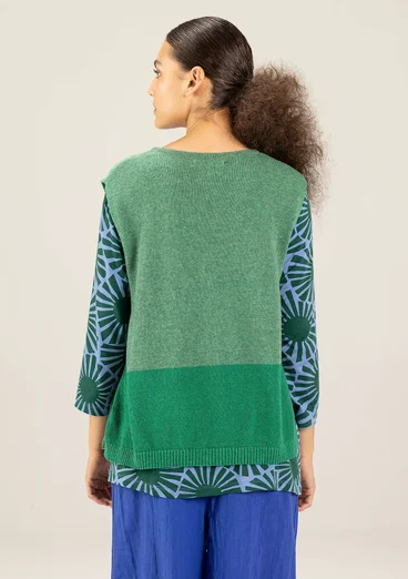 Pull sans manches "Asahi" en maille de laine mélangée recyclée/coton biologique - émeraude foncé