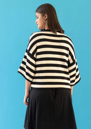 “Fernanda” wrap cardigan in organic cotton - black