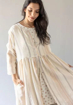 Jurk "Ketchi" van geweven wol/katoen - oester