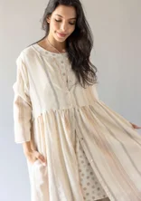 “Ketchi” woven dress in wool/cotton - oyster