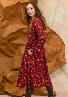 Gemustertes oder einfarbiges Jerseykleid „Frida“ aus Bio-Baumwolle - dunkelachatrot-gemustert