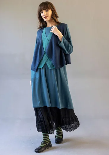 Knitted organic cotton/wool waistcoat - Pacific blue